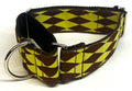 Lime Green with Brown Diamonds Martingale Collar 1 1/2 in