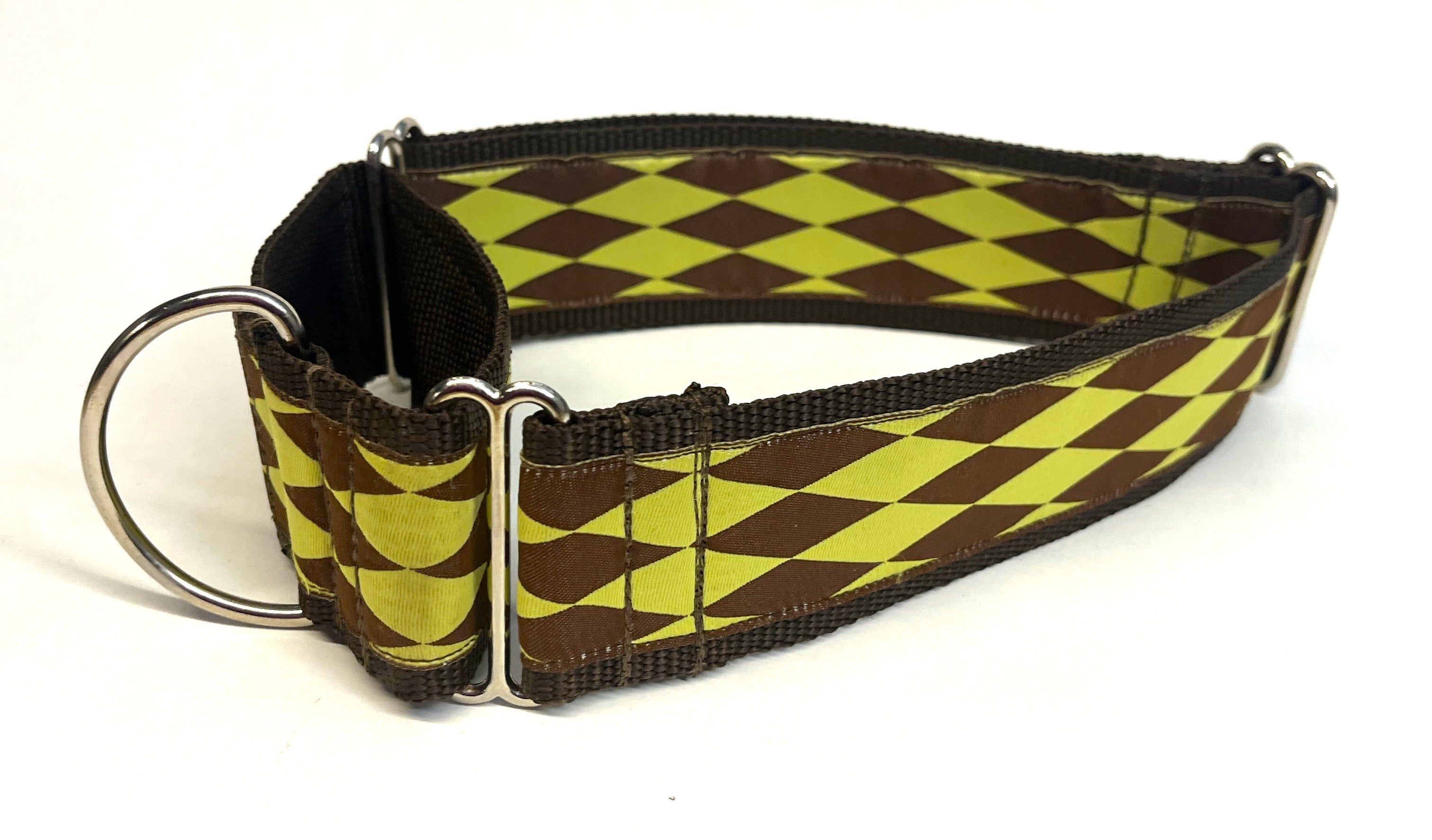 Green with Brown Diamonds Martingale Collar 2in