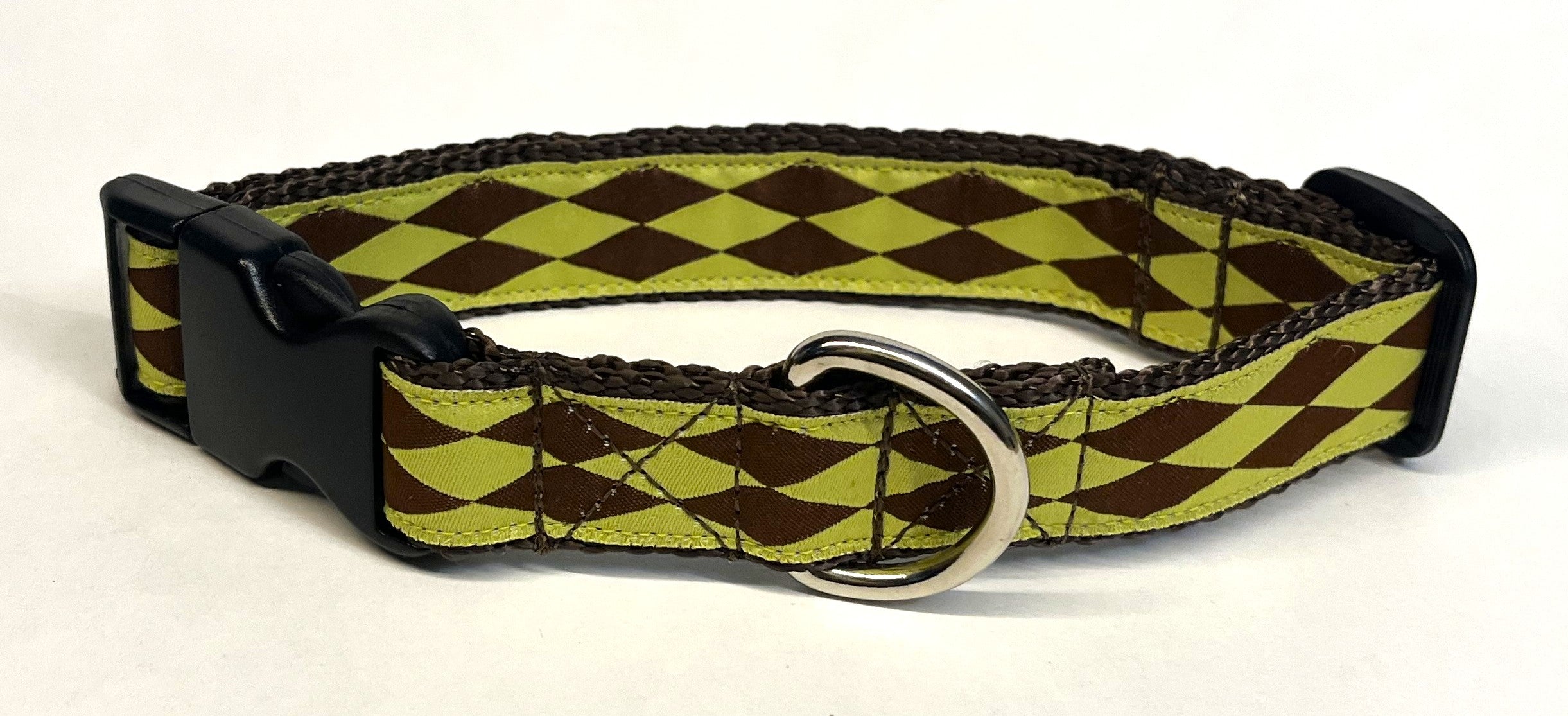 Green with Brown Diamonds Dog Collar 1in