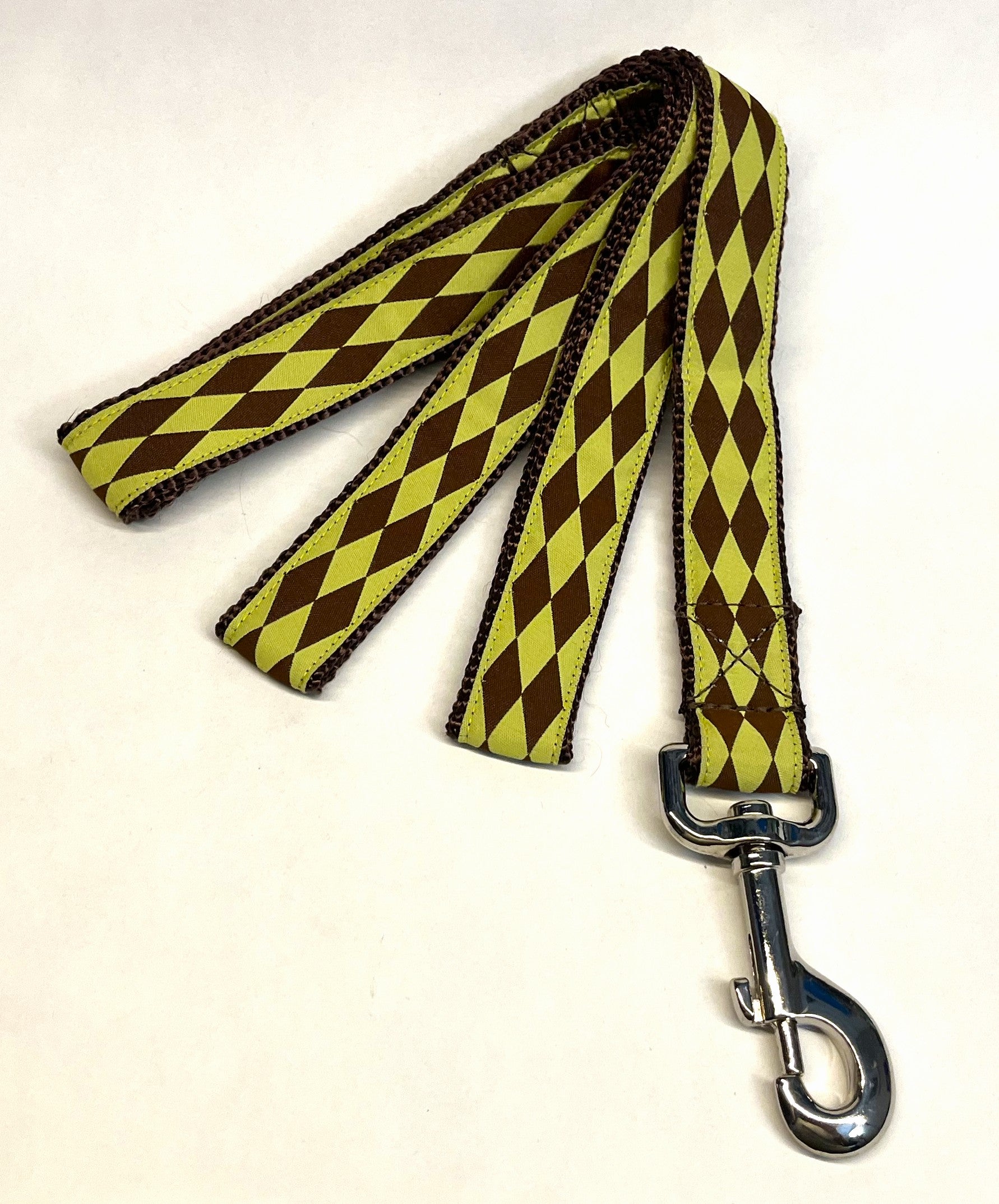Green with Brown Diamonds Dog Leash 1in
