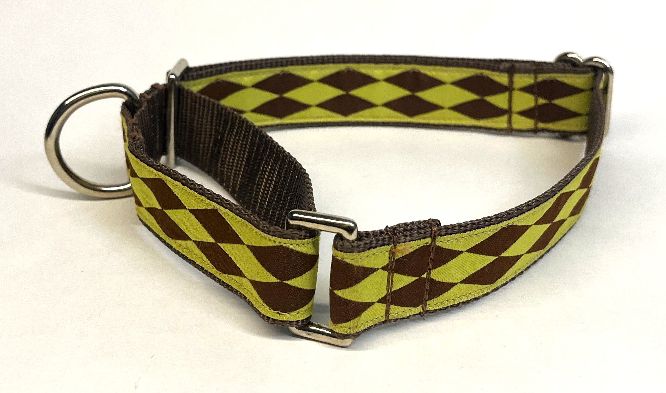 Green with Brown Diamonds Martingale Collar 1in