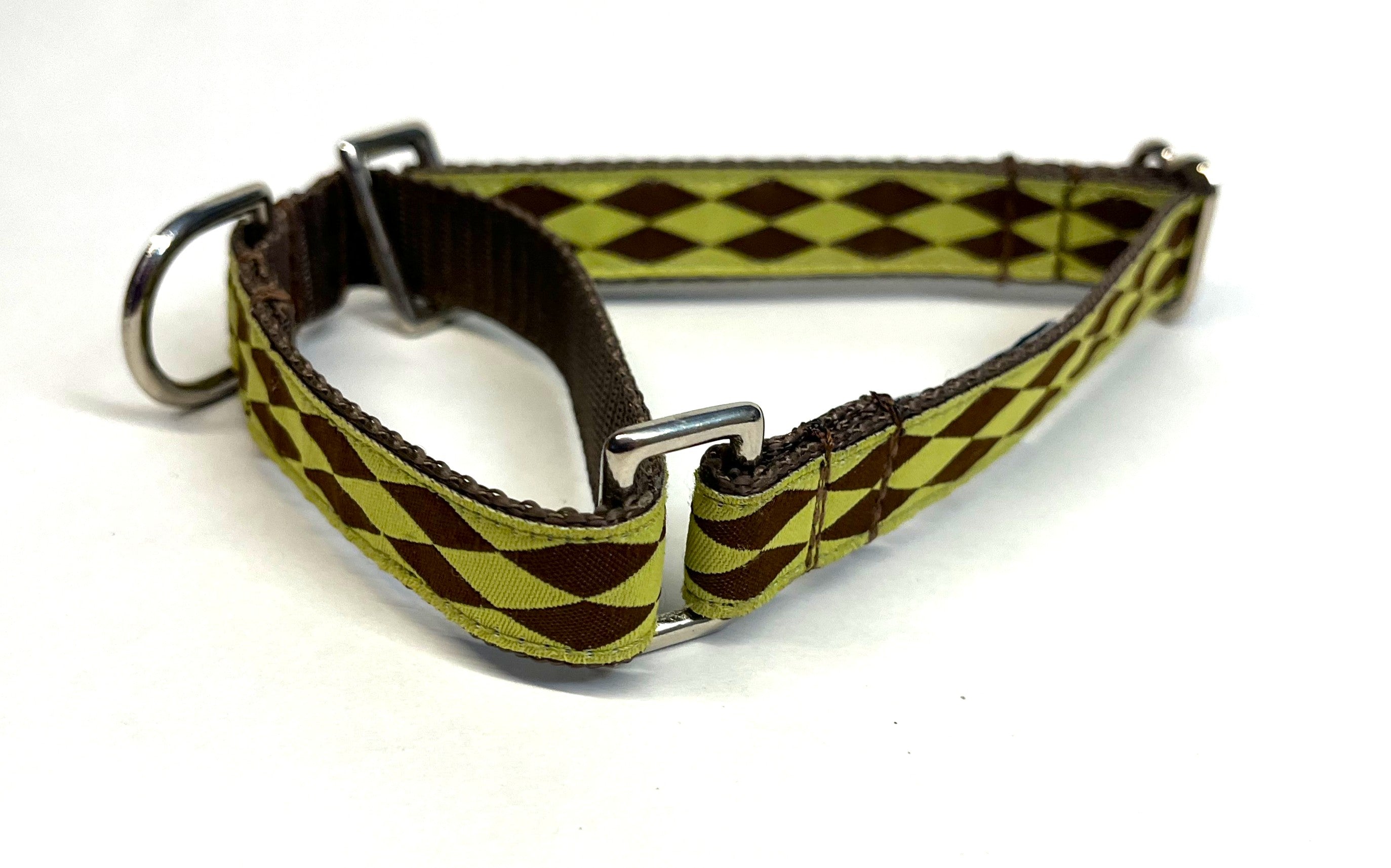 Green with Brown Diamonds Martingale Collar 3/4