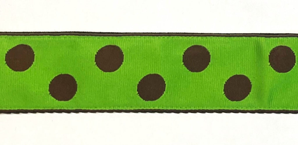 Lime Green with Brown Dots Chain Martingale Collar 1 1/2 in