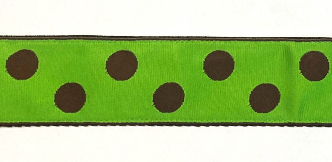 Lime Green with Brown Dots Chain Martingale Collar 1 1/2 in
