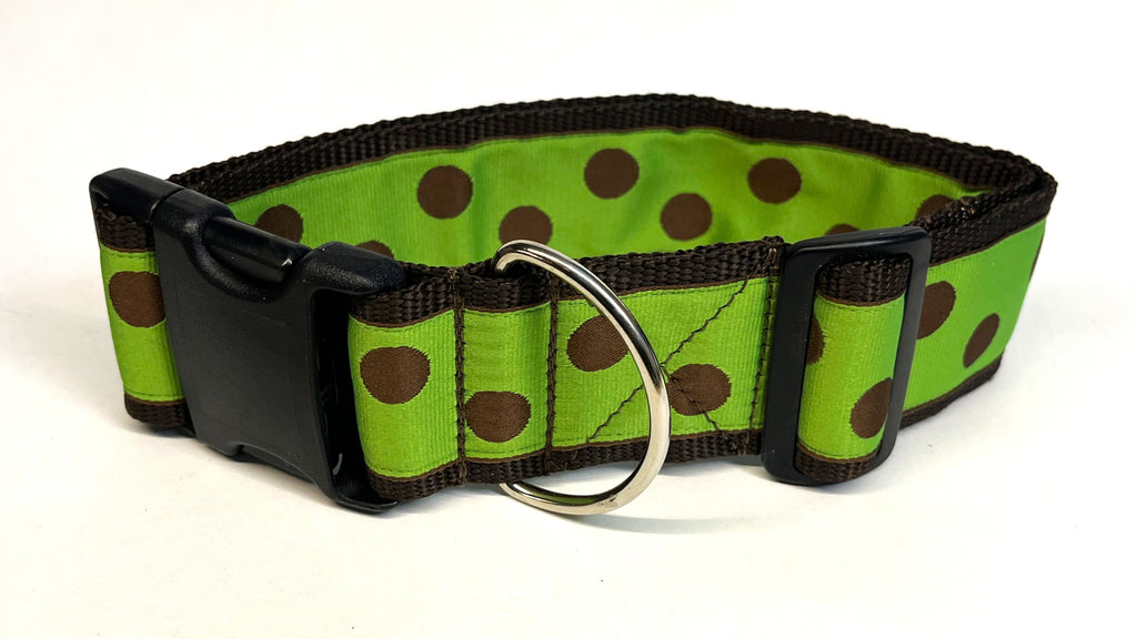 Green with Brown Dots Dog Collar 2in