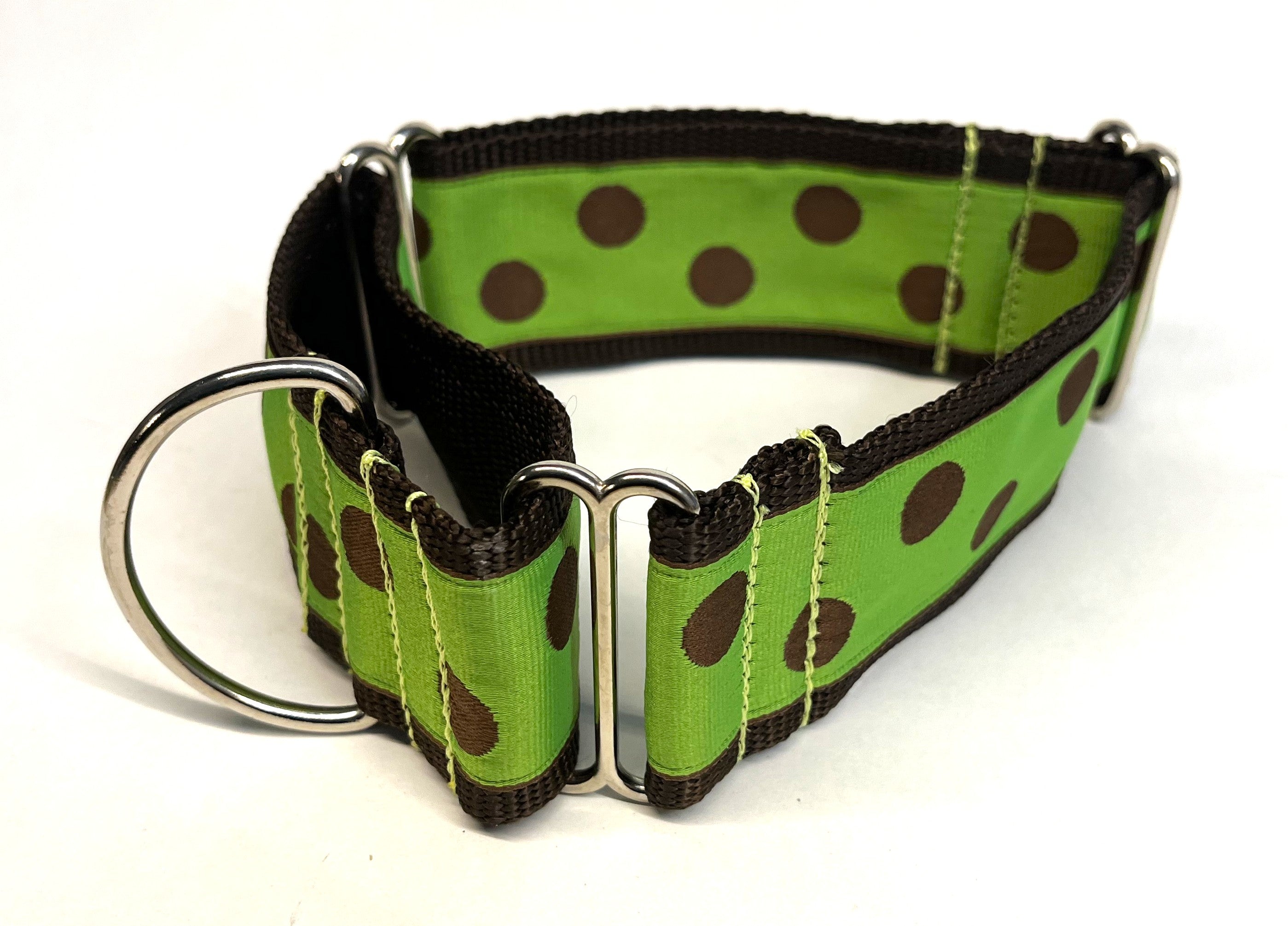 Green with Brown Dots Martingale Collar 2in
