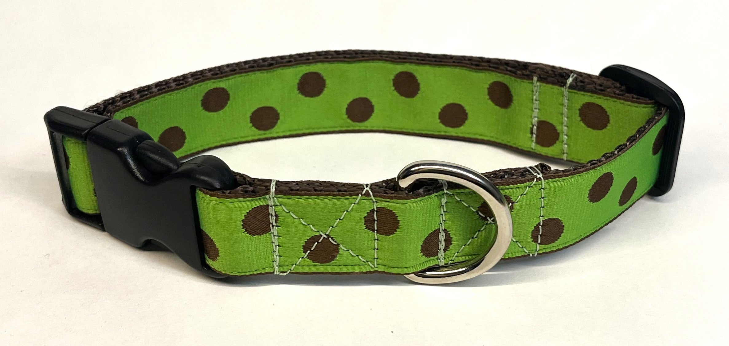 Green with Brown Dots Dog Collar 1in
