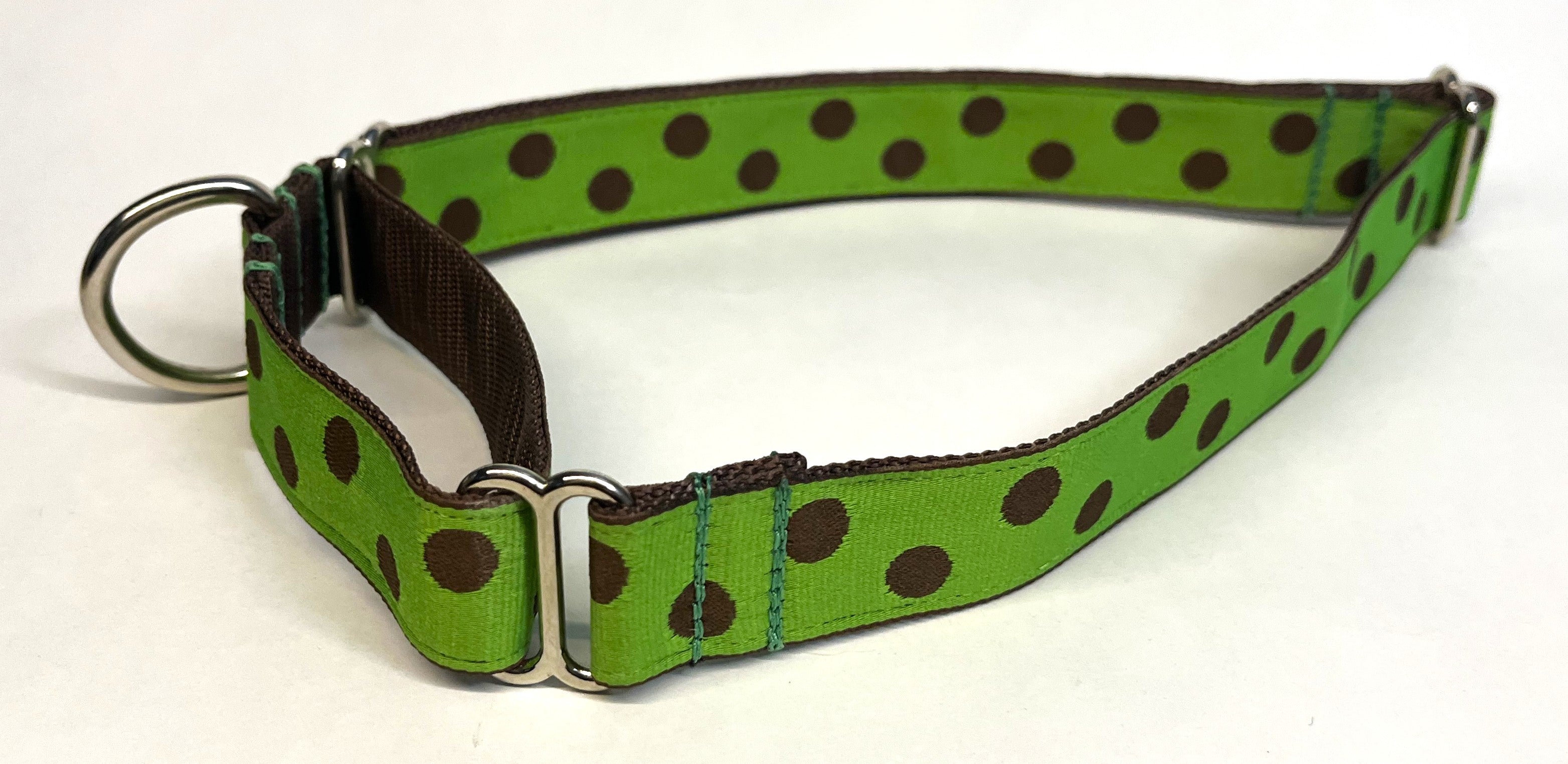 Green with Brown Dots Martingale Collar 1in