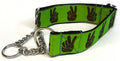 Green with Brown Peace Hands Chain Martingale Collar 1 1/2 in