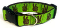 Green with Brown Peace Hands Dog Collar 1 1/2 in