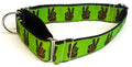 Green with Brown Peace Hands Martingale Collar 1 1/2 in
