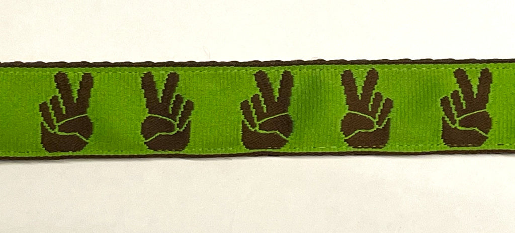 Green with Brown Peace Hands Chain Martingale Collar 1in