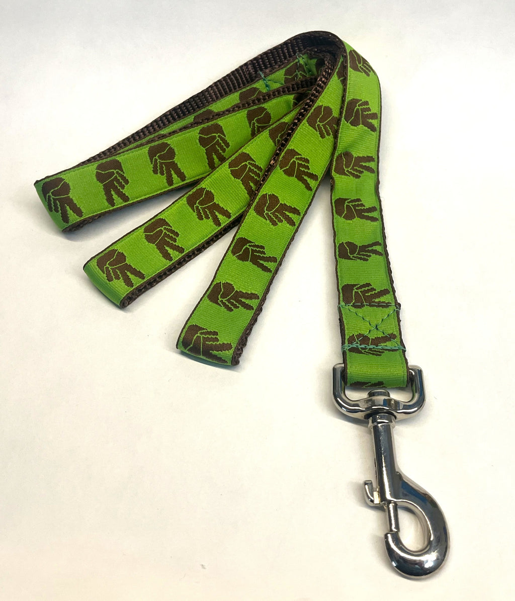 Green with Brown Peace Hands Dog Leash 1in
