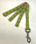 Green with Light Pink Flowers Dog Leash 3/4
