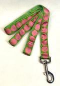 Green with Light Pink Large Dot Dog Leash 1in