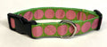 Green with Light Pink Large Dot Dog Collar 1in