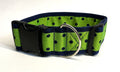Green with Navy Polka Dots Dog Collar 2in