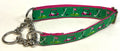 Green with Pink Golf Carts Chain Martingale Collar 1in