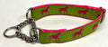 Green with Pink Horses Chain Martingale Collar 1in