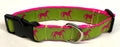 Green with Pink Horses Dog Collar 1in