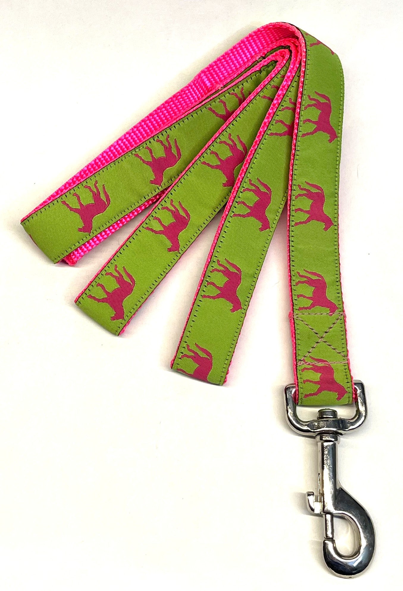 Green with Pink Horses Dog Leash 1in