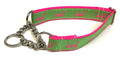 Green with Pink Whales Chain Martingale Collar 1in