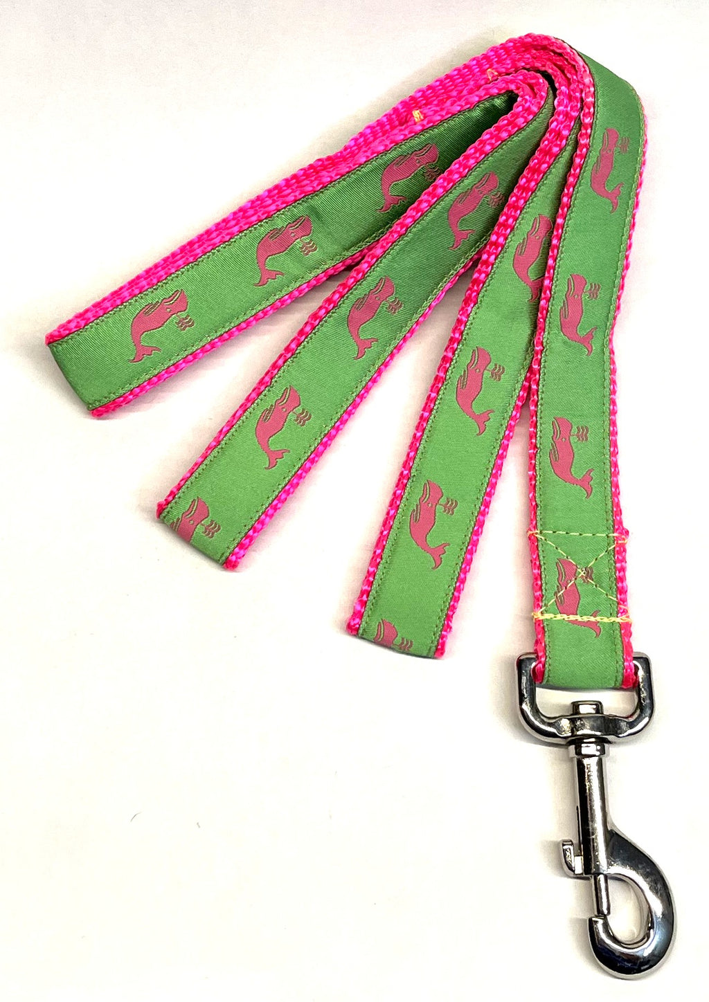 Green with Pink Whales Dog Leash 1in