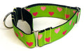 Green with Pink and Light Pink Hearts Martingale Collar 1 1/2 in
