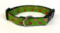 Green with Pink and Light Pink Hearts Dog Collar 1in