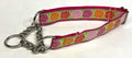 Green with Pink, Light Pink, Orange and Red Flowers Chain Martingale Collar 1in