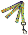 Green with Pink Zigzag and Orange, Blue, Purple, Pink Dots Dog Leash 3/4