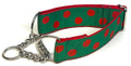Green with Red Dots Chain Martingale Collar 1 1/2 in