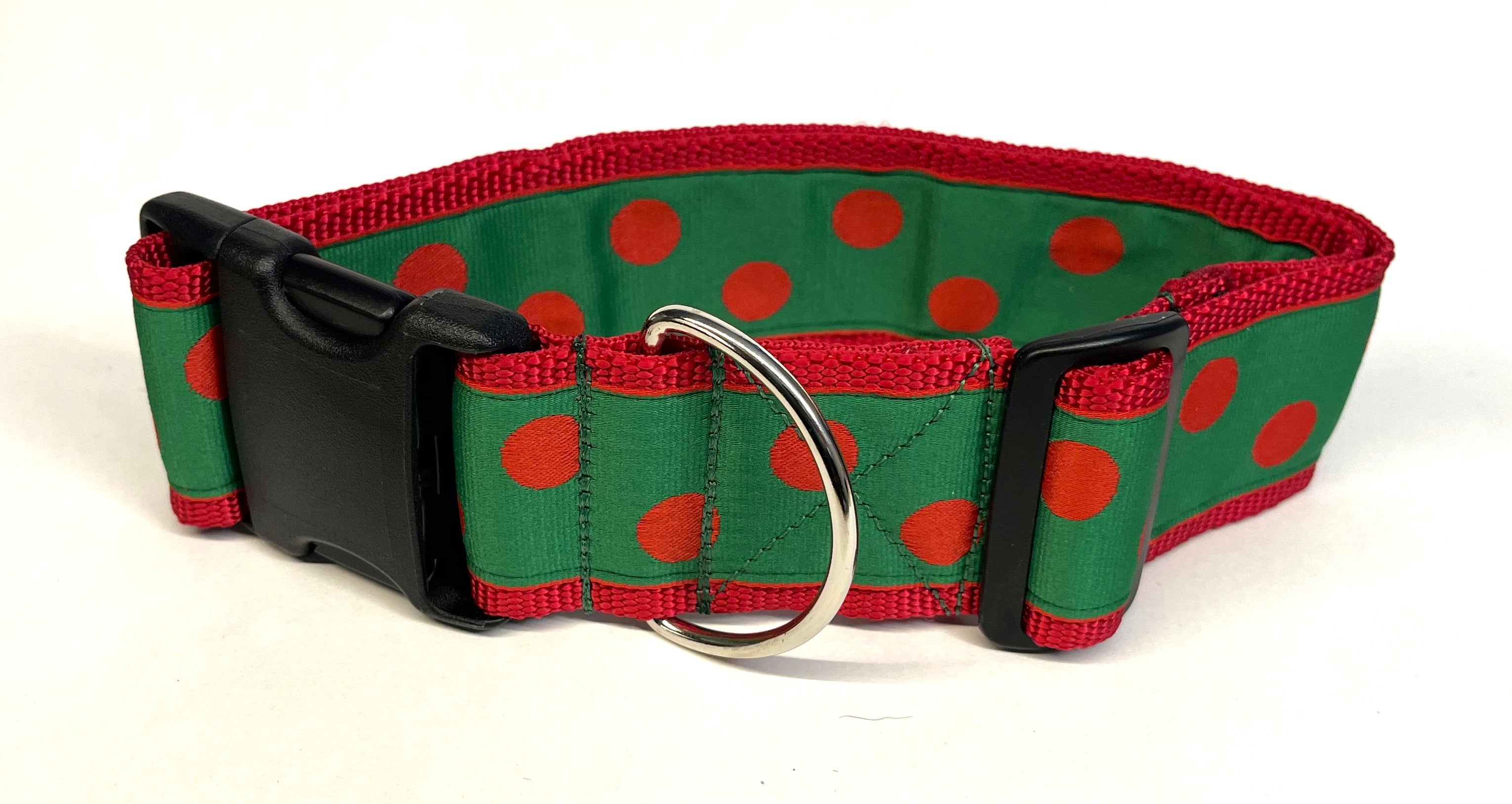 Green with Red Dots Dog Collar 2in