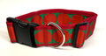 Green with Red Large Dot Dog Collar 2in