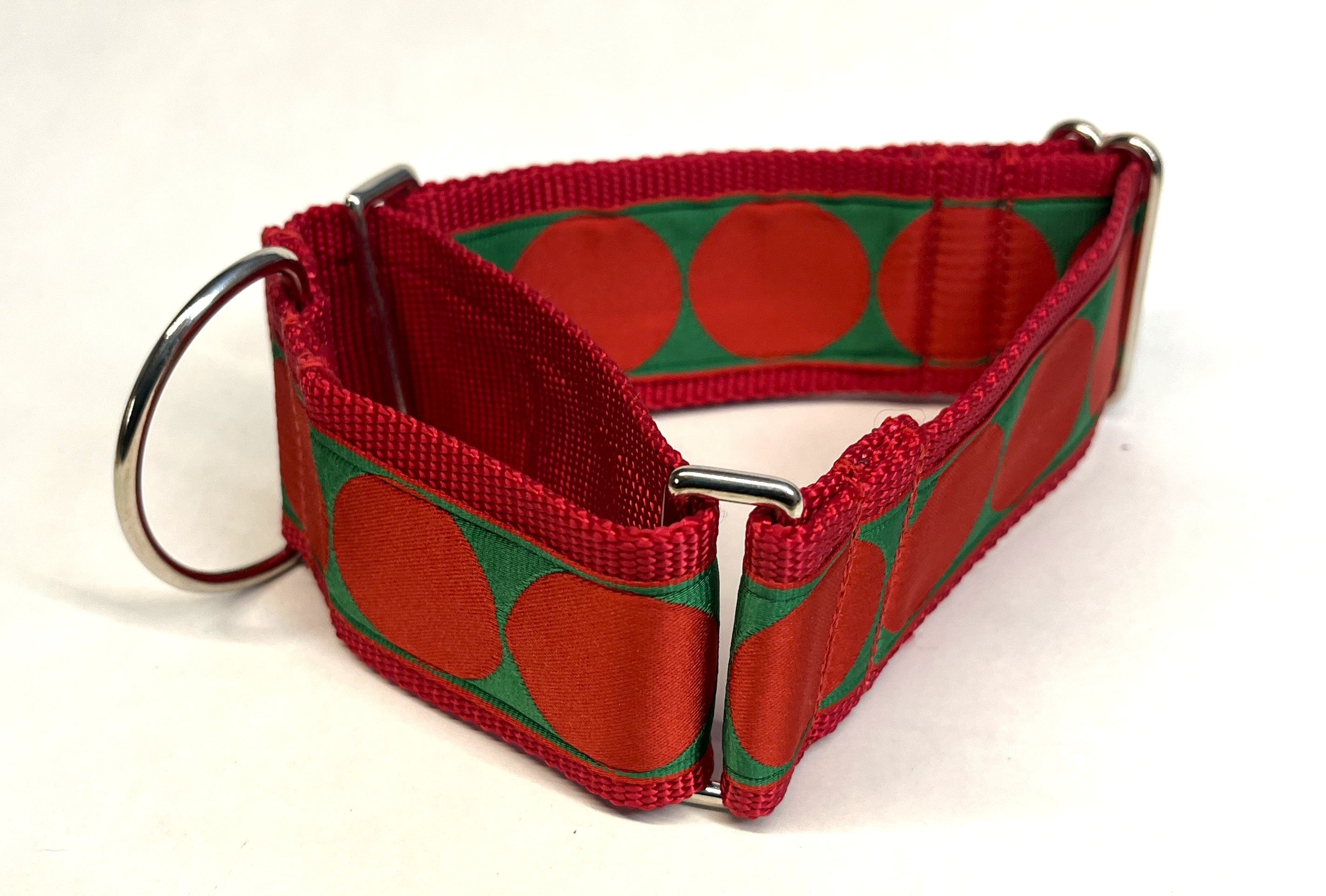 Green with Red Large Dot Martingale Collar 2in