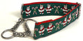 Green with Santa and Candy Canes Chain Martingale Collar 1 1/2 in