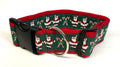Green with Santa and Candy Canes Dog Collar 2in