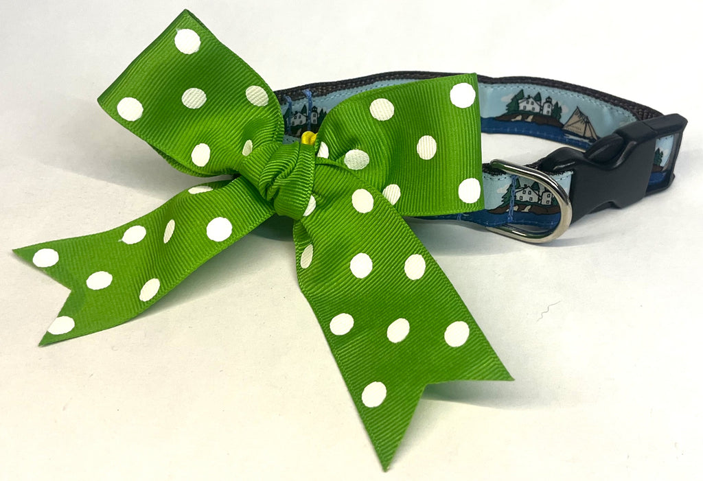 Green with White Dots Bow
