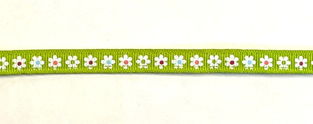 Green with White Daisy Flowers Cat Collar