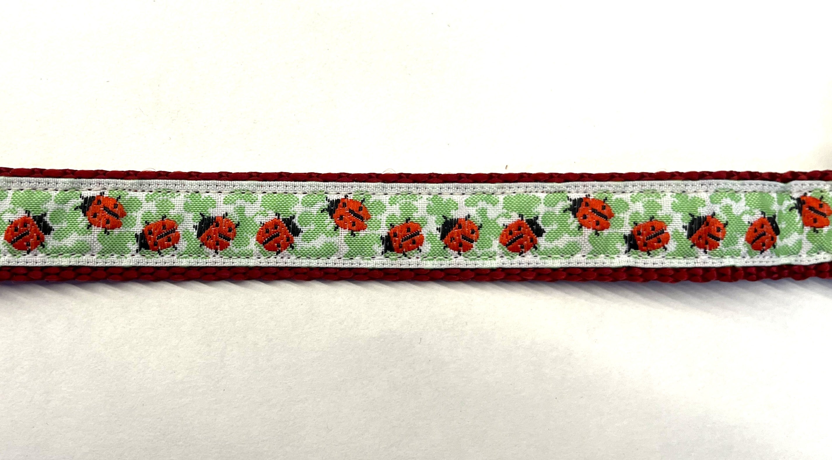 Ladybugs on Leaves Dog Collar 3/4