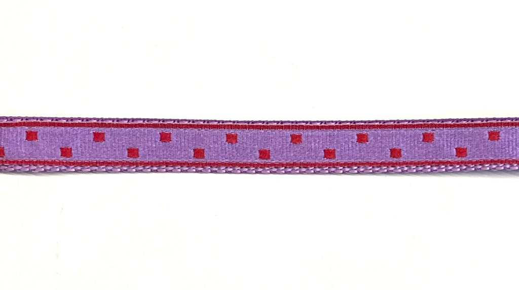 Lavender with Pink Square Dots Dog Collar 1/2 inch