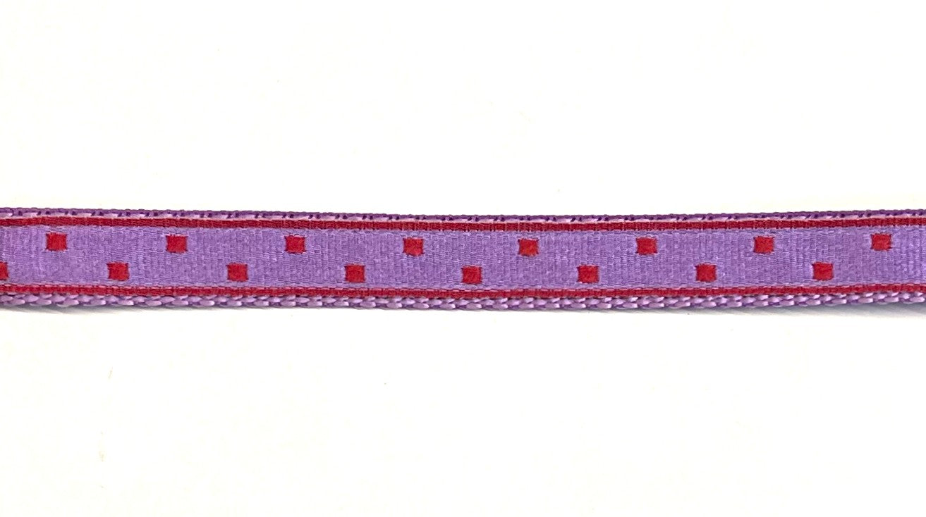 Lavender with Pink Square Dots Dog Collar 1/2 inch