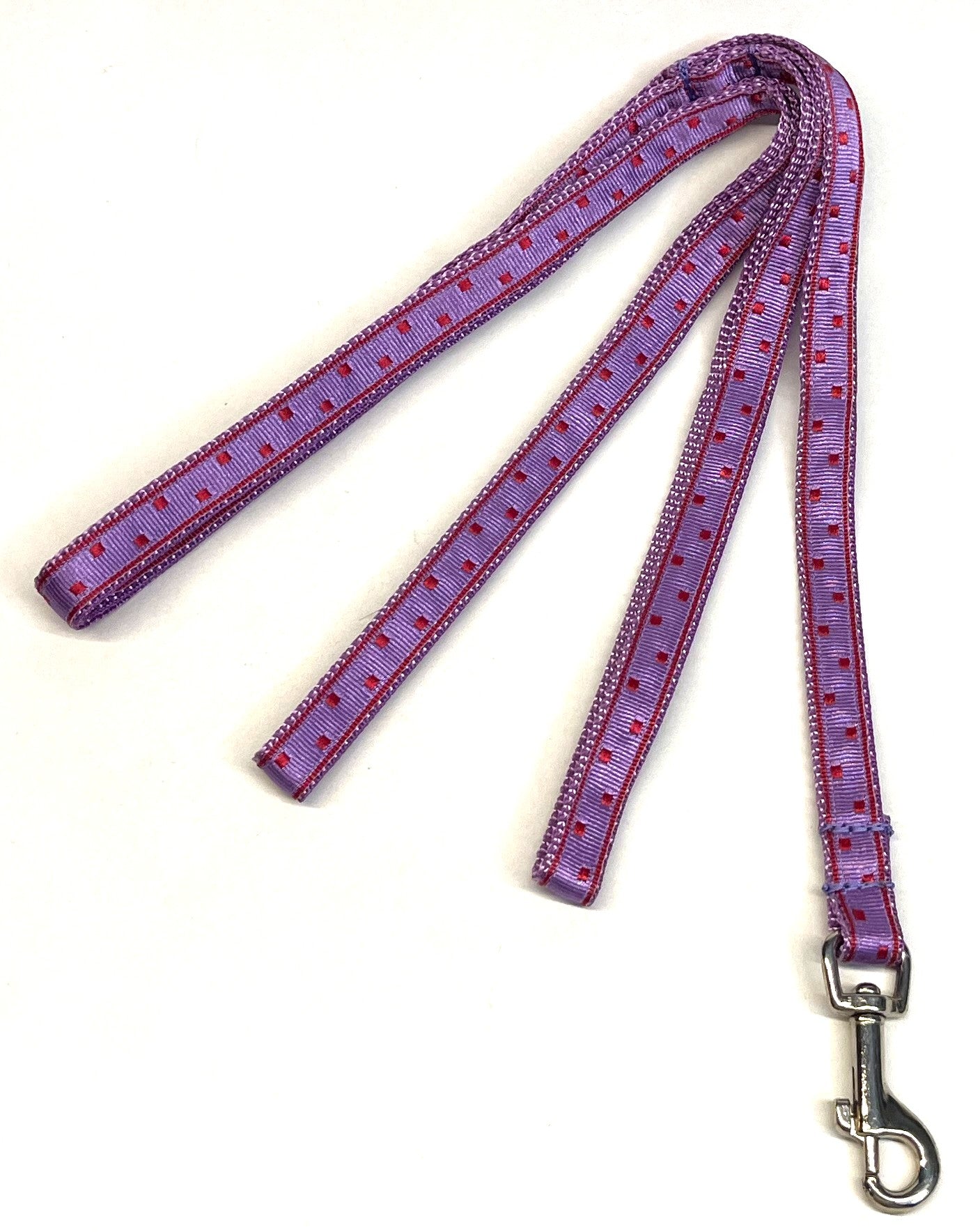 Lavender with Pink Square Dots Dog Leash 1/2
