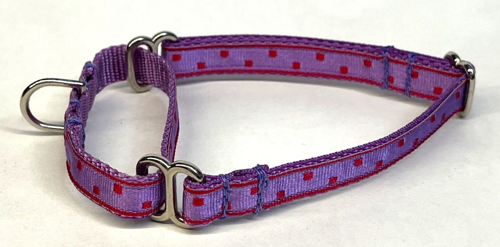 Lavender with Pink Square Dots Martingale Collar 1/2