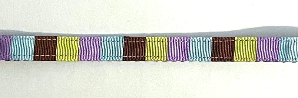 Lavender, Brown, Green, and Light Blue Vertical Stripe Cat Collar