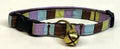 Lavender, Brown, Green, and Light Blue Vertical Stripe Cat Collar