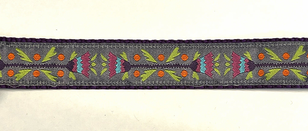 Lavender with Bell Flower Design Dog Leash 1in