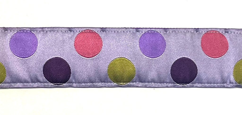 Lavender with Pink, Green, Purple, and Lavender Dots Dog Collar 1 1/2 in
