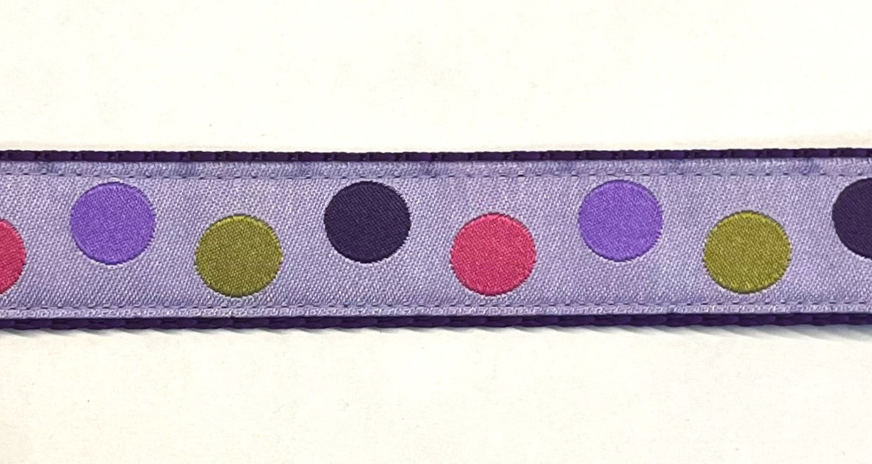 Lavender with Pink, Green, Purple, & Lavender Dots Dog Collar 1in
