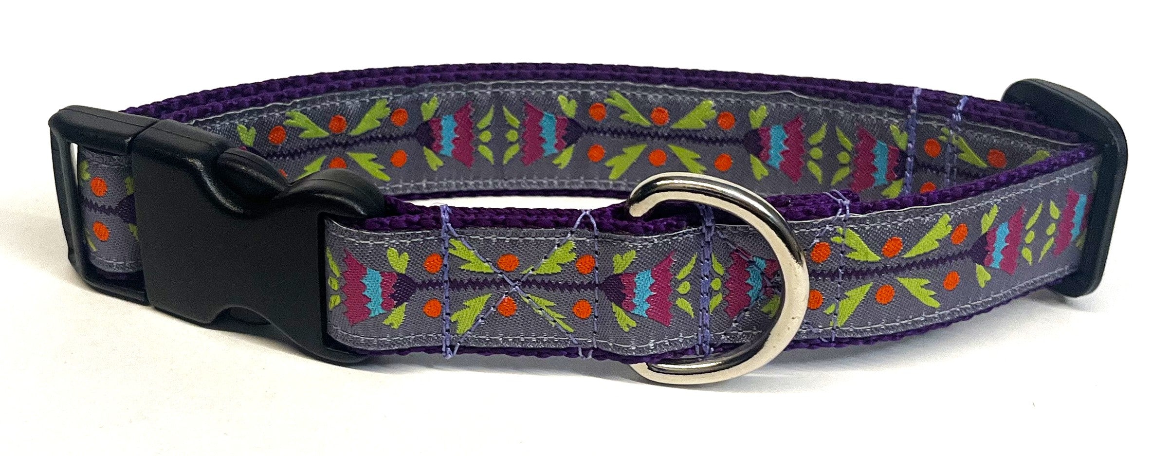 Lavender with Bell Flower Design Dog Collar 1in